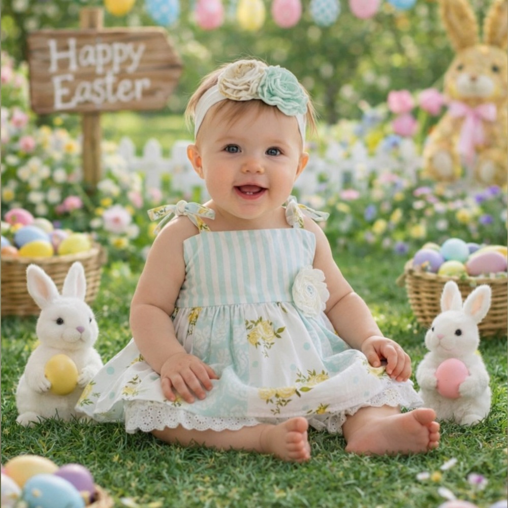✨ Serendipity 3-Piece Baby Girl Romper Set with Headband – Size 2T (Fits 2/3T) ✨